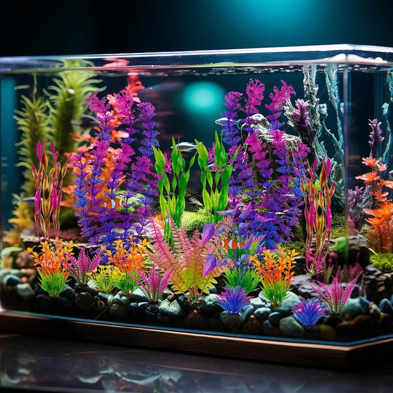 Ameliade Fish Tank Artificial Plastic Plants Decorations Large Aquarium Decor Betta Goldfish Tank Accessories Fish Bowl Ornaments（Colorful） - Image 5